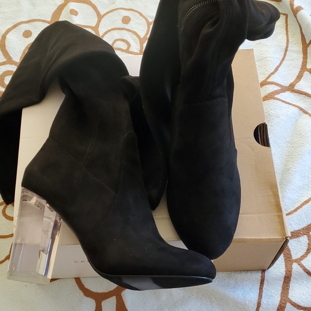 Call It Spring Womens Eriavia Knee High Clear Heel